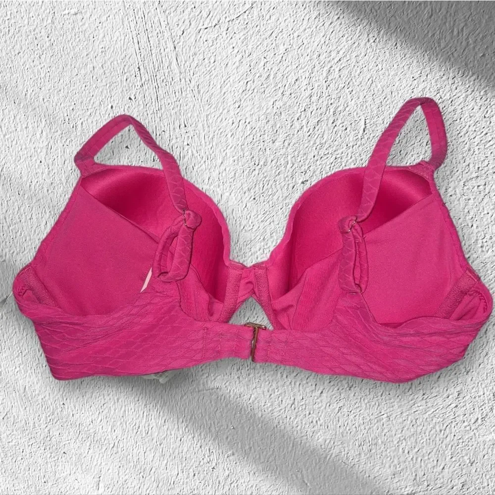 Victoria's Secret 36C TWIST FRONT Push Up Bikini Top Underwire Textured Pink Nwt